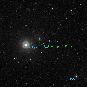 DSS image of Delta Lyrae Cluster