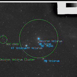 DSS image of Omicron Velorum Cluster